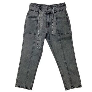 Forever 21 Baggy Skater Jeans Women 29 Black Front Seam Tie Waist High Rise‎ Y2K